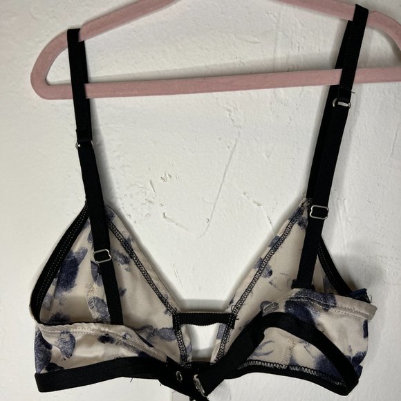NWT The Lake & Stars Printed Stretch Silk Bralette, Size Small - Picture 3 of 11